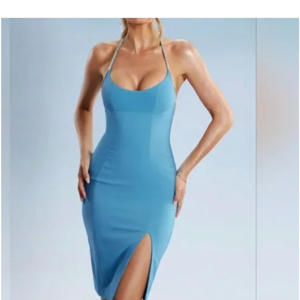 Oh Polly Sky Blue Backless Dress